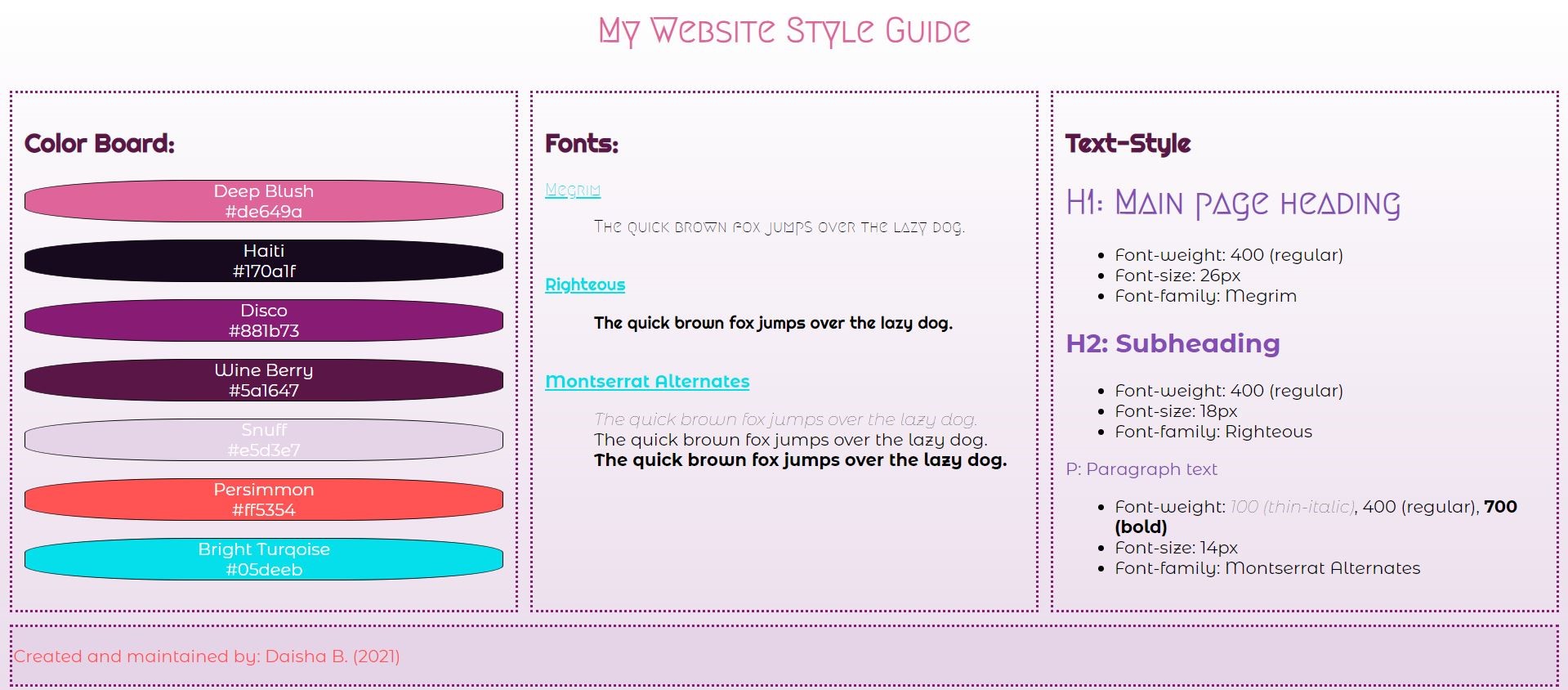 website style-guide screenshot